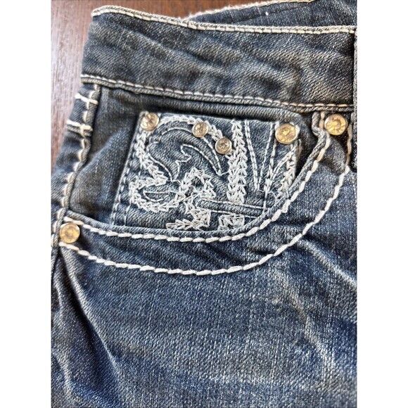 Earl Jeans Womens Embellished Beaded Jeans Sz 6 Denim Light Wash Straight Leg - Picture 5 of 15